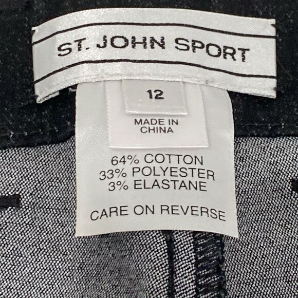 St. John Sport Black Denim Capri Pants With White Stitching 4 Pocket Size 12 - Picture 2 of 12